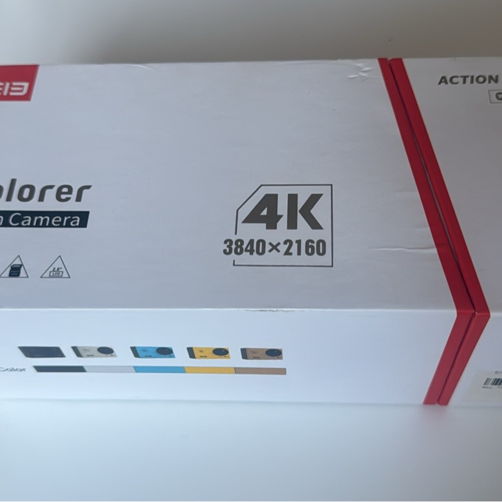 4K Action Camera - White with Red Accents
